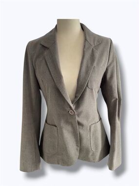 Not Forever Gray Single Button Fitted Blazer Jacket Split Tail